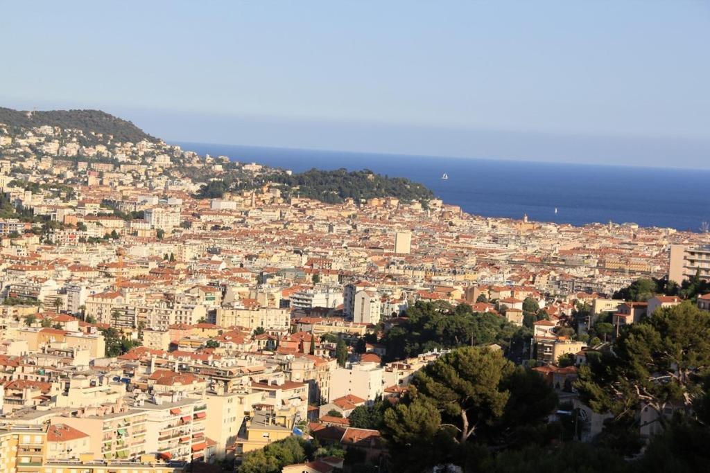 Babylone - Appartement Vue Panoramique Avec Piscine Pour 6 Personnes A Nice Quartier Pessicart Bagian luar foto
